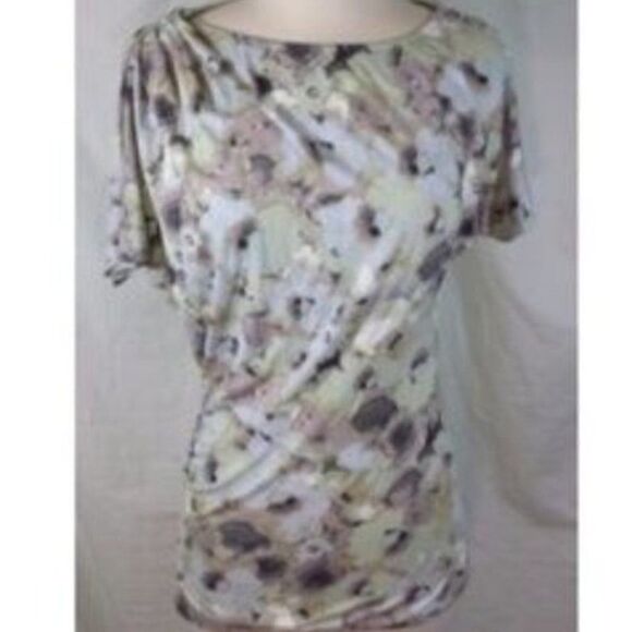 ANTHROPOLOGIE - Deletta Watercolor Ruched Asymmetrical Top XS - Picture 3 of 9